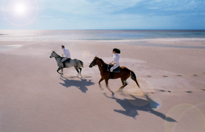 Reiten am Strand von Marokko